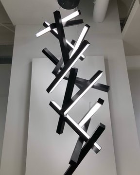 Modern Vertical Geometric Aluminum Chandelier for Staircase/Foyer/High-ceiling