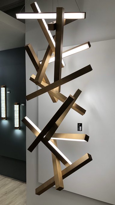 Modern Vertical Geometric Aluminum Chandelier for Staircase/Foyer/High-ceiling