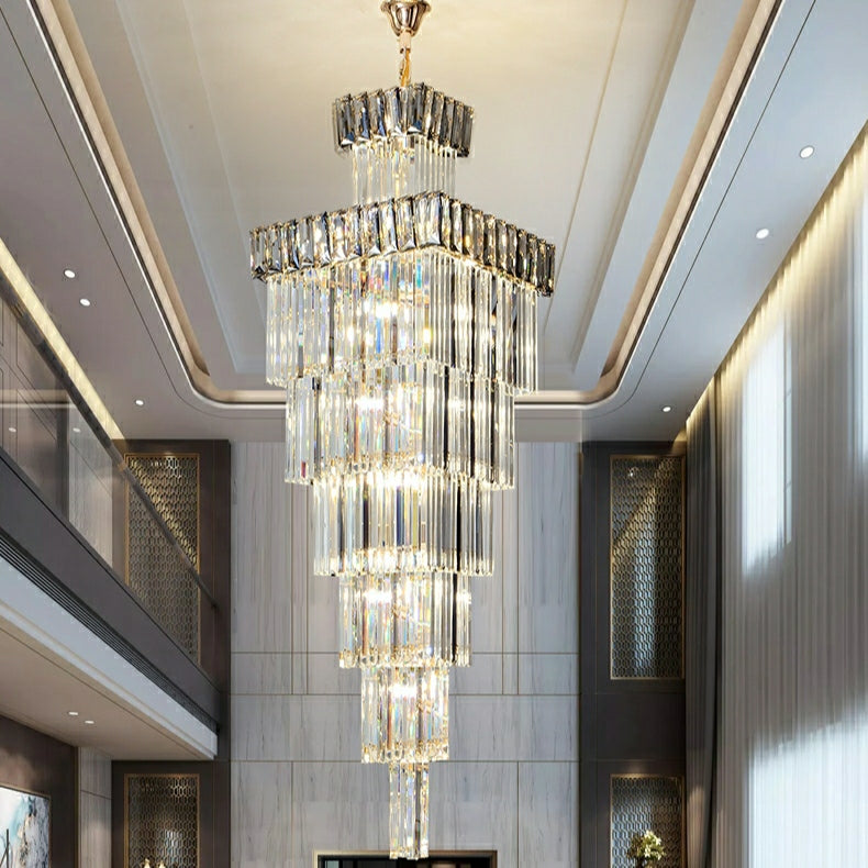 Morylighting Grand Lumina Vertical Crystal Chandelier - Background Shot