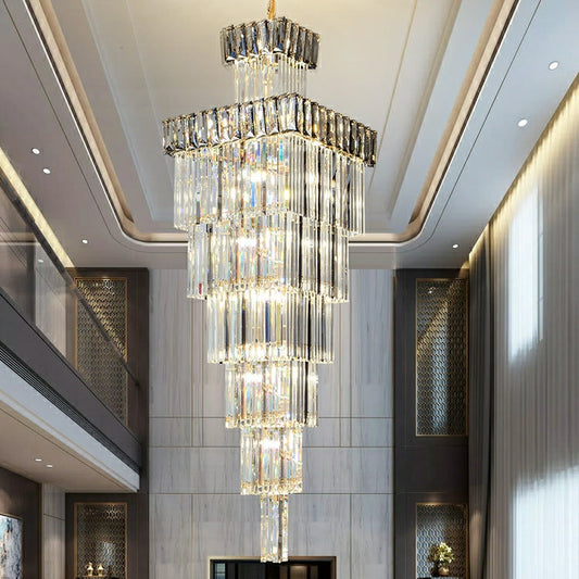 Morylighting Grand Lumina Vertical Crystal Chandelier - formal American dining room