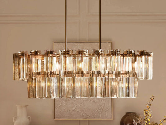 Delsie Oval Art Glass Chandelier 51''63''72''L