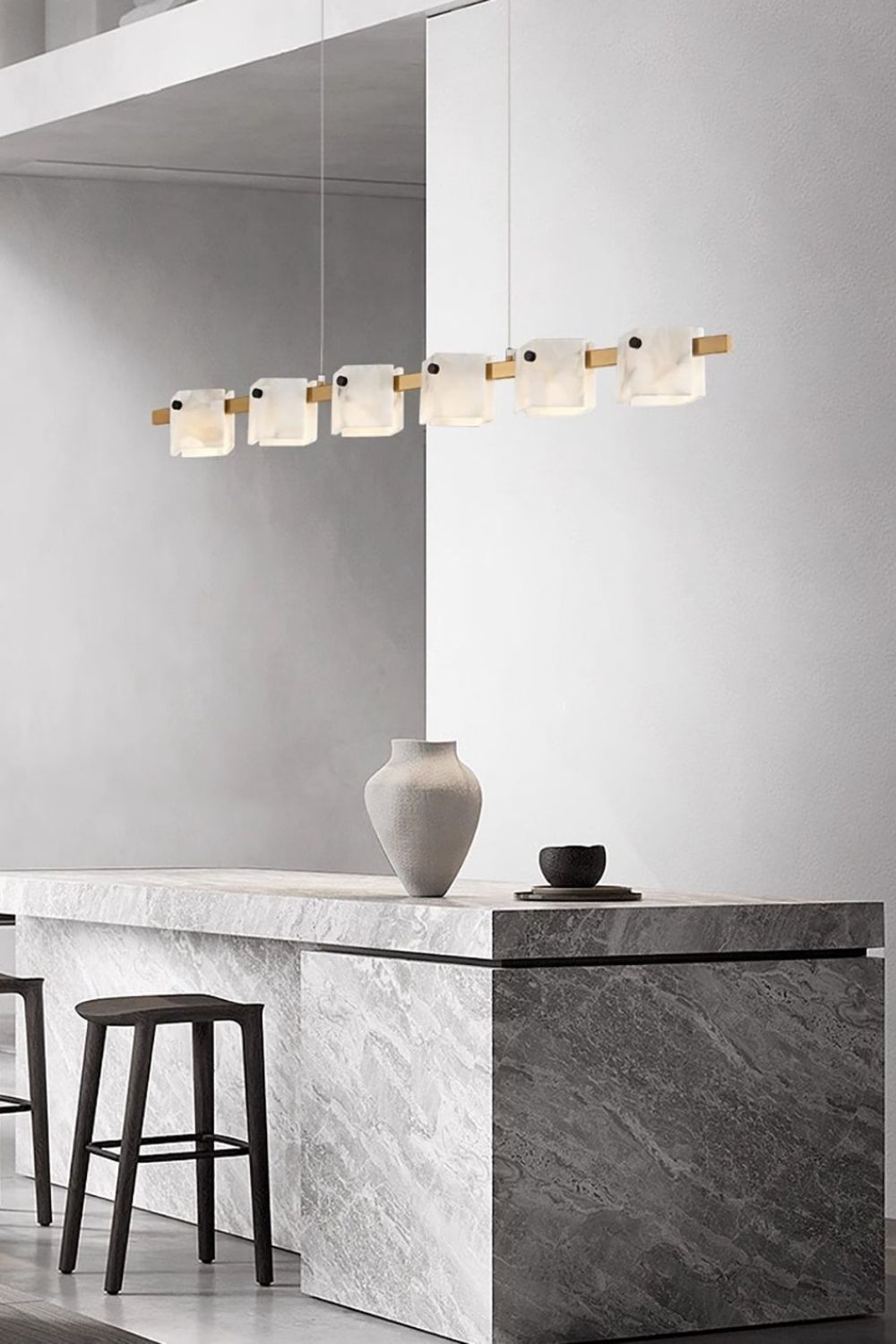 Diamond Shaped Alabaster Ring Chandelier - view 3 | morylighting