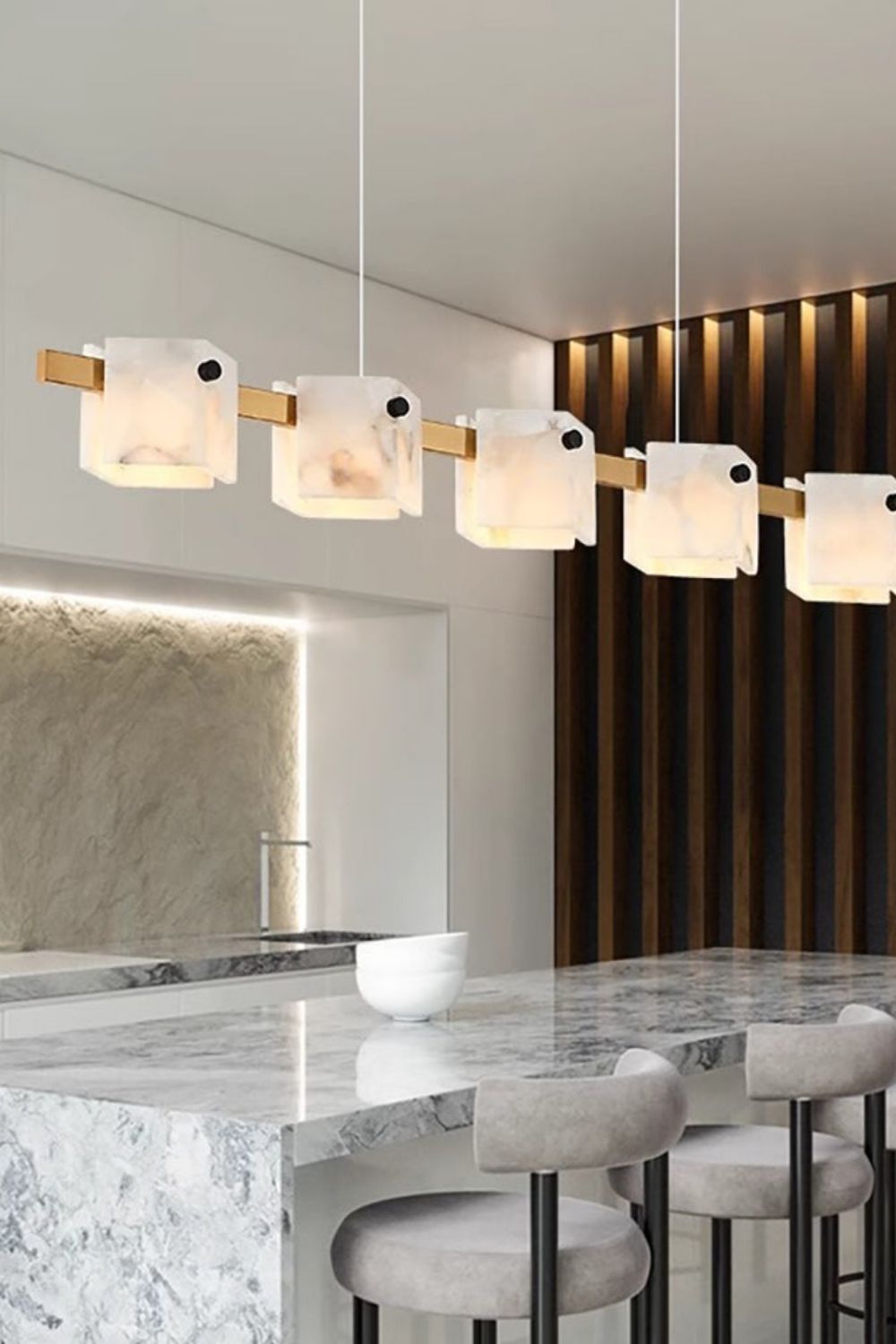 Diamond Shaped Alabaster Ring Chandelier - view 5 | morylighting