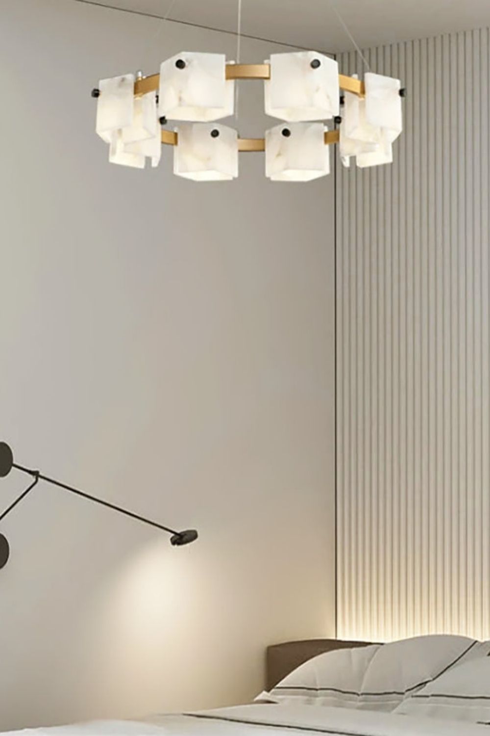 Diamond Shaped Alabaster Ring Chandelier - view 6 | morylighting