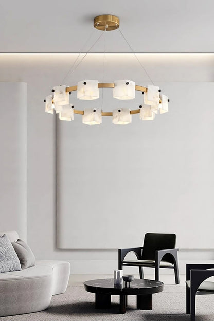 Diamond Shaped Alabaster Ring Chandelier - view 7 | morylighting