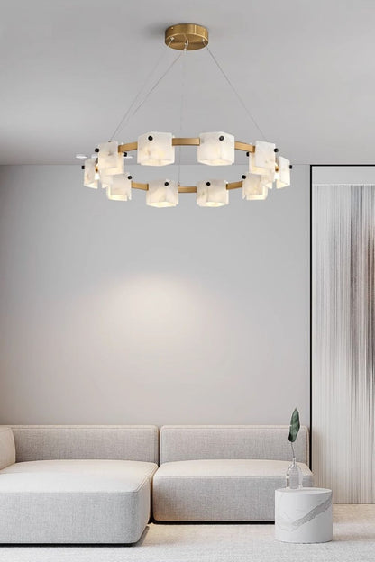 Diamond Shaped Alabaster Ring Chandelier - view 9 | morylighting