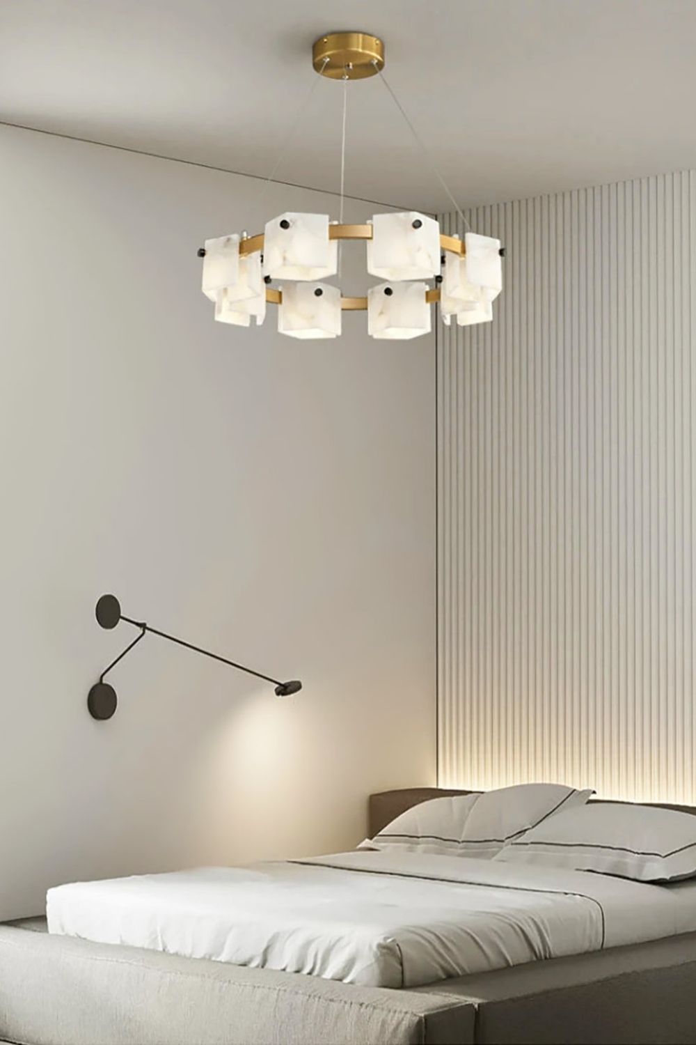 Diamond Shaped Alabaster Ring Chandelier - view 10 | morylighting