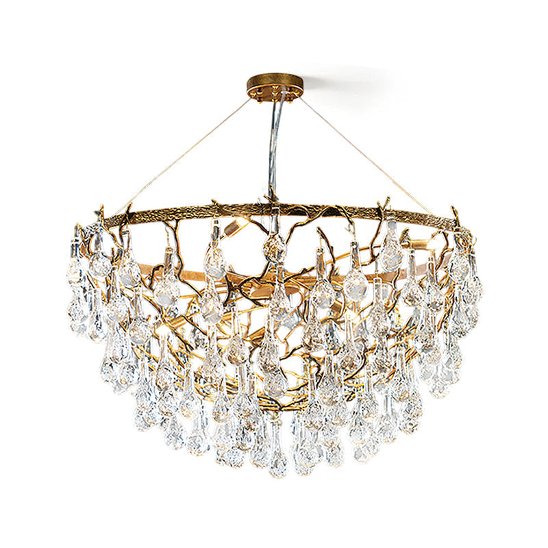 Doris Branch Brass Crystal Chandelier