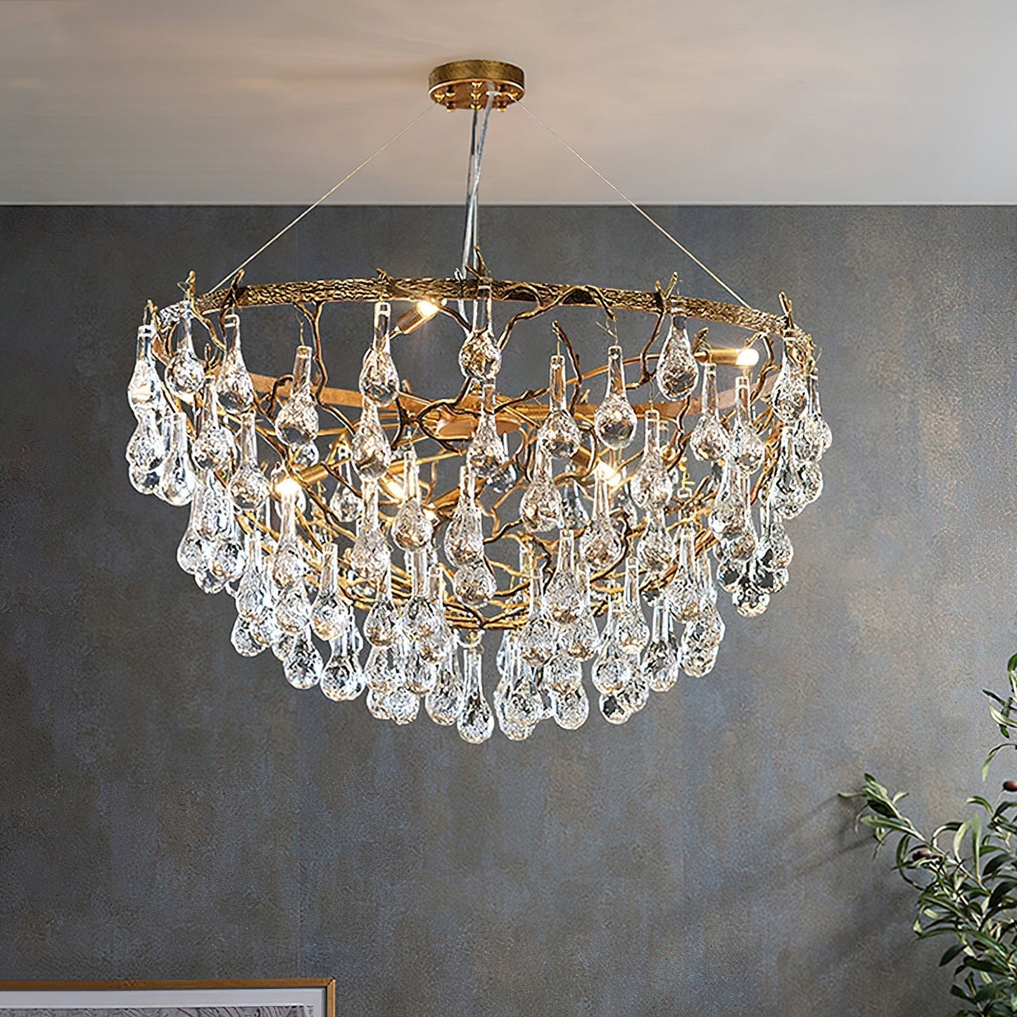 Doris Branch Brass Crystal Chandelier