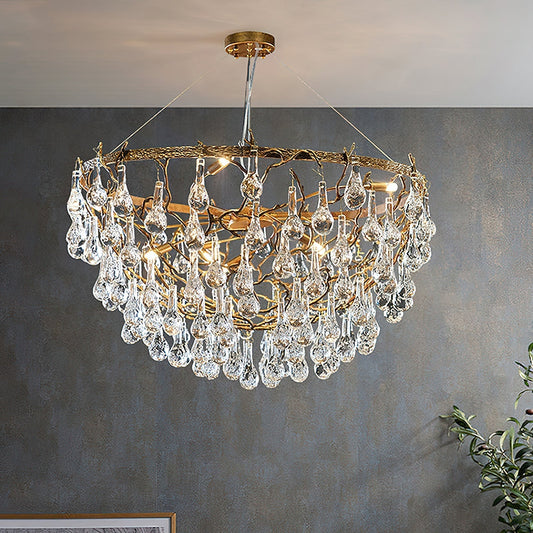 Doris Branch Brass Crystal Chandelier