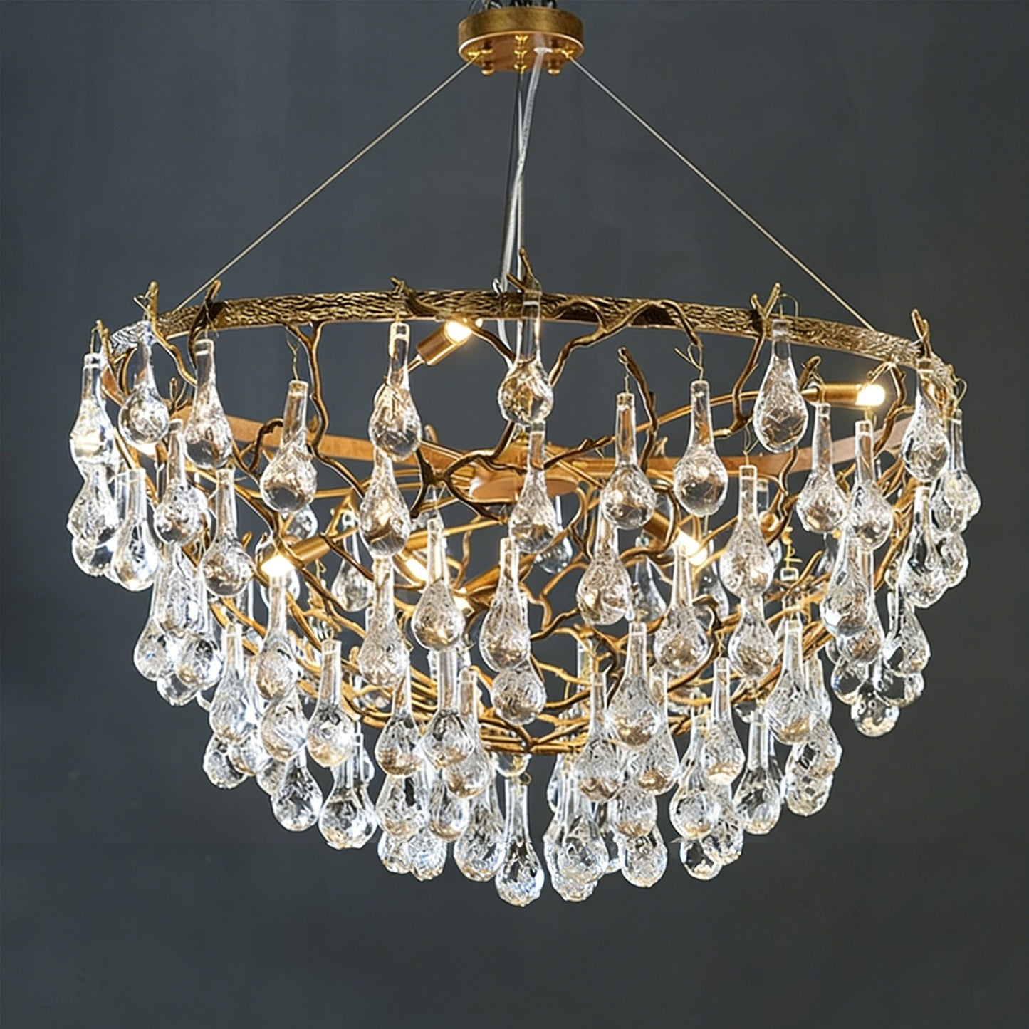 Doris Branch Brass Crystal Chandelier
