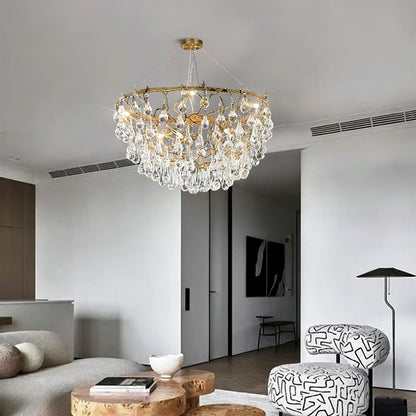 Doris Branch Brass Crystal Chandelier