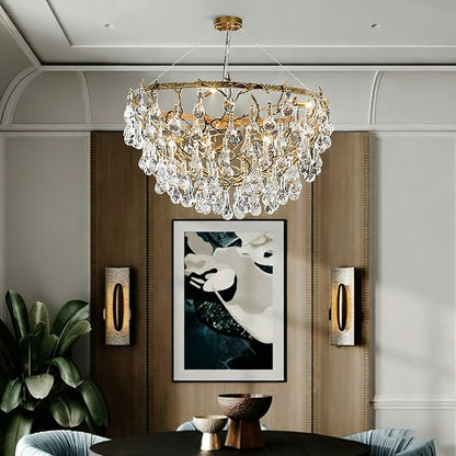 Doris Branch Brass Crystal Chandelier