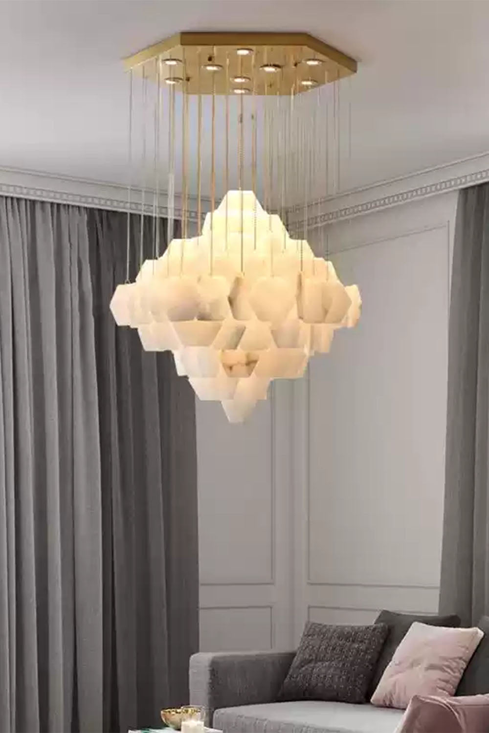 Eclipse Marble Cascade Chandelier - view 2 | morylighting
