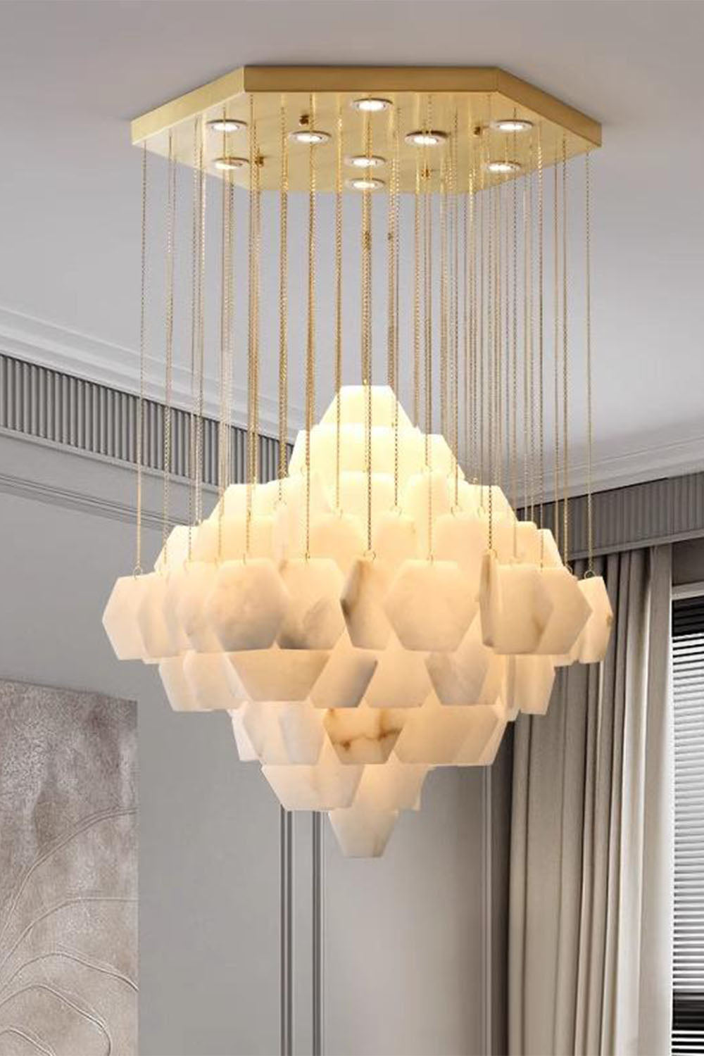 Eclipse Marble Cascade Chandelier - view 3 | morylighting
