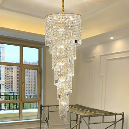 Morylighting Grand Lumina Round Crystal Chandelier - grand American estate foyer