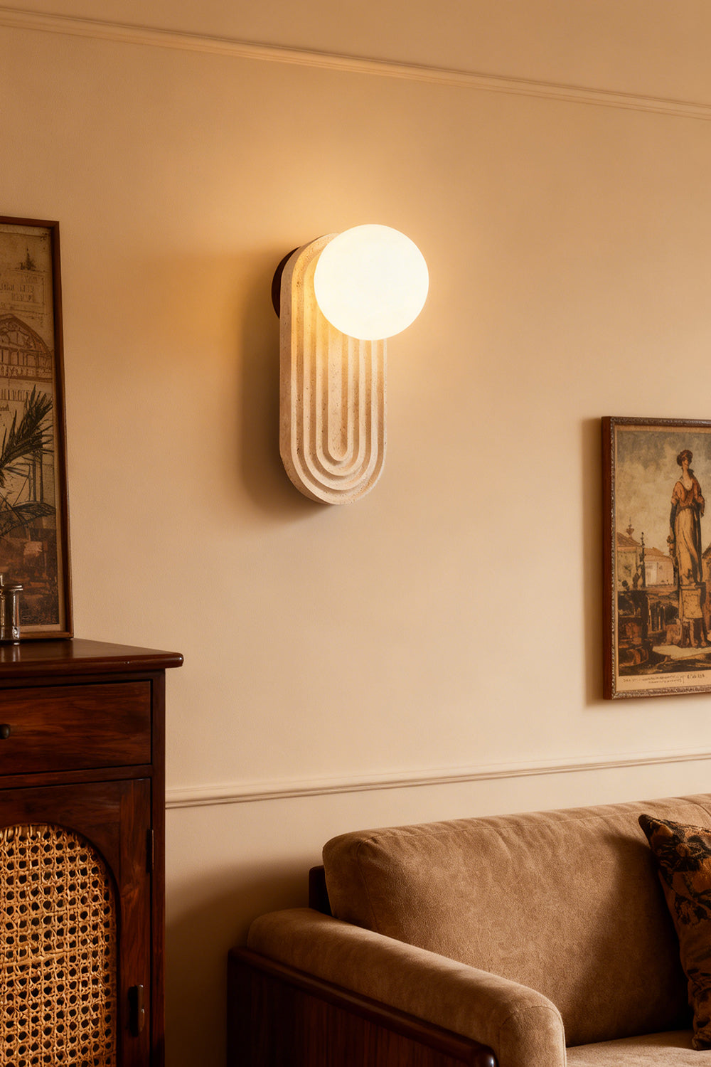 Elegant Travertine Wall Light - view 4 | morylighting