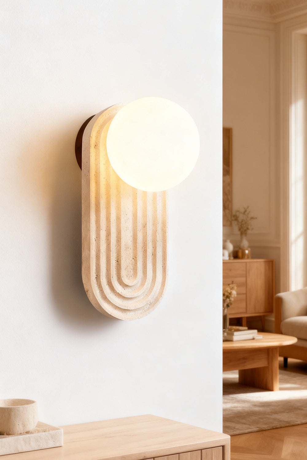 Elegant Travertine Wall Light - view 5 | morylighting