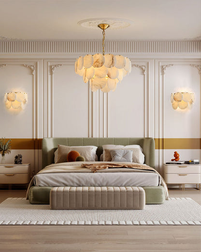Spanish Alabaster Shell Marble Flush Mount wall sconce lamp in Brass