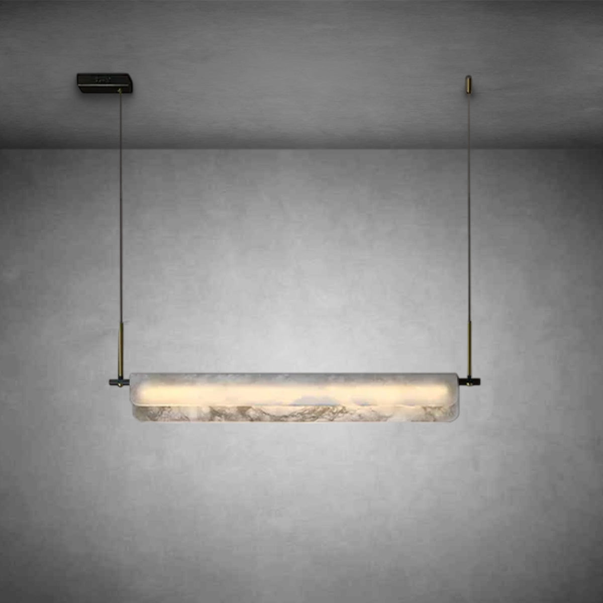Eliana Alabaster Chandelier, Linear Chandelier Over Dining Room | Morylighting (1)