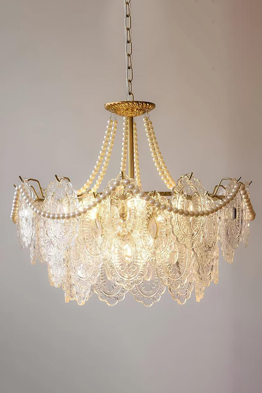 Embossed Pearls Glass Chandelier - morylighting
