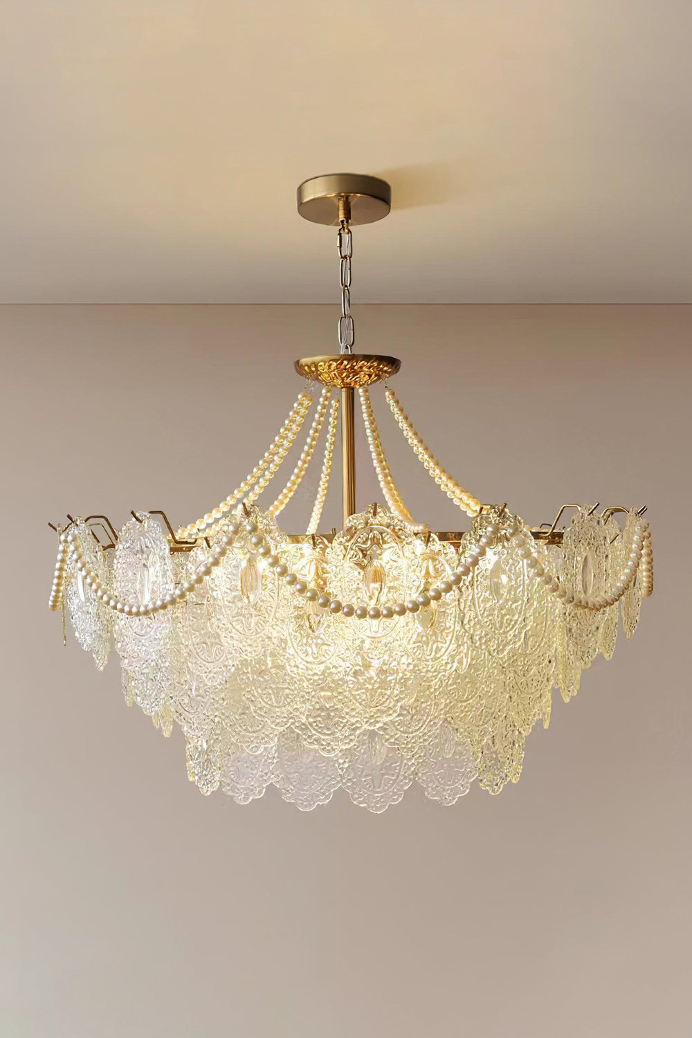 Embossed Pearls Glass Chandelier - morylighting