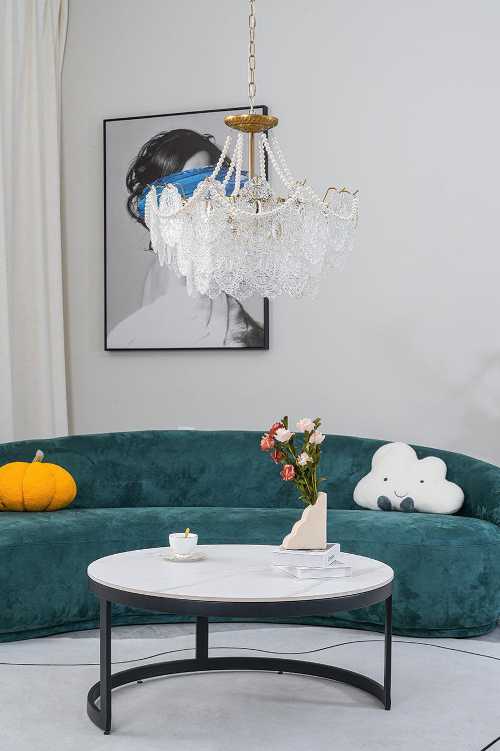 Embossed Pearls Glass Chandelier - morylighting