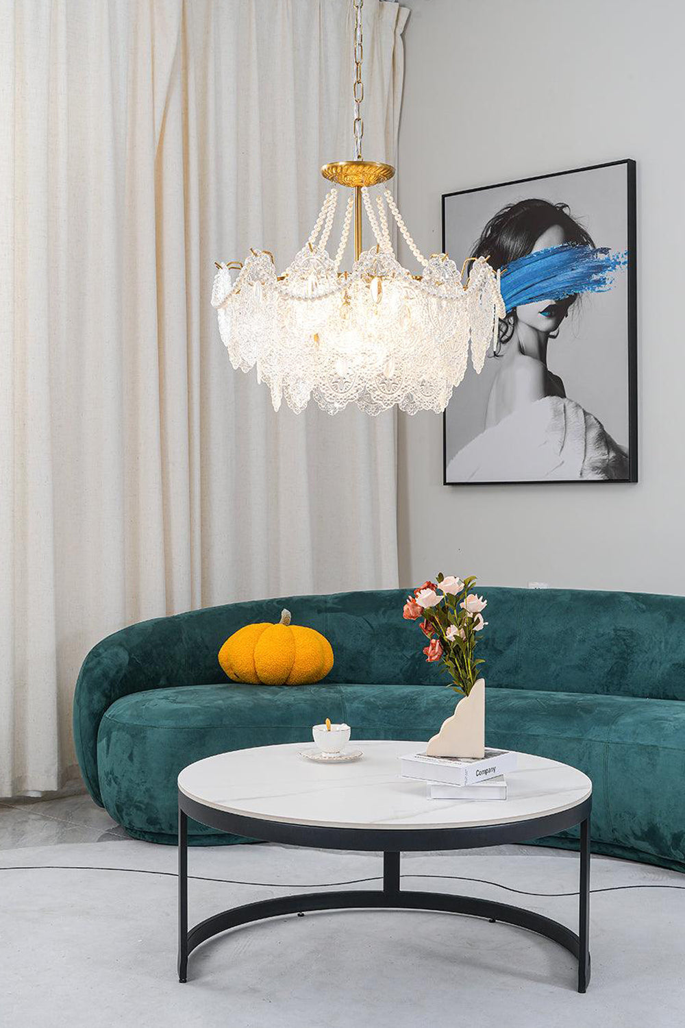 Embossed Pearls Glass Chandelier - morylighting