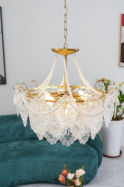 Embossed Pearls Glass Chandelier - morylighting