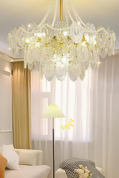 Embossed Pearls Glass Chandelier - morylighting