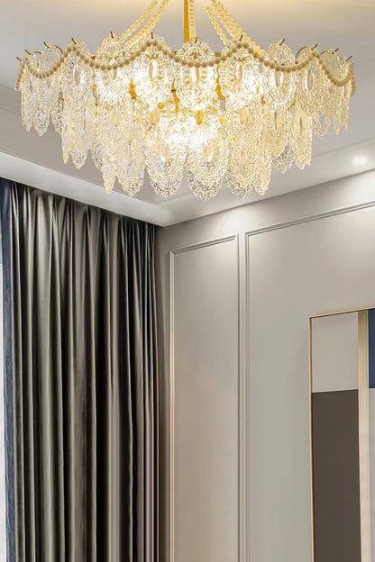 Embossed Pearls Glass Chandelier - morylighting