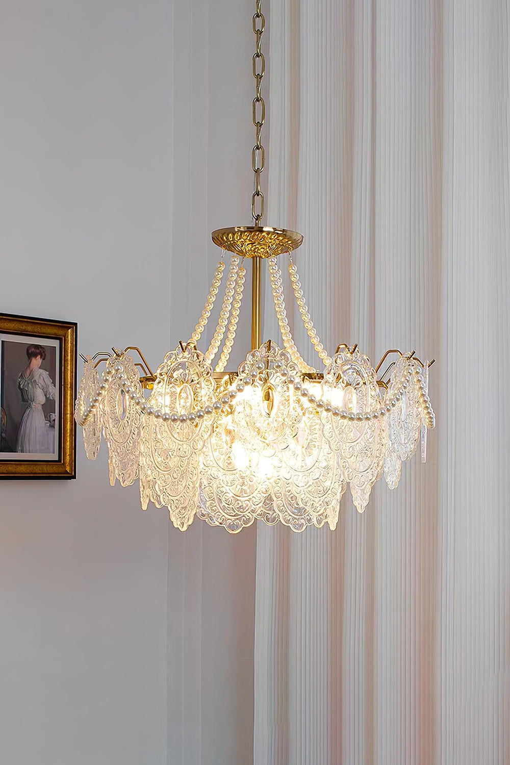Embossed Pearls Glass Chandelier - morylighting