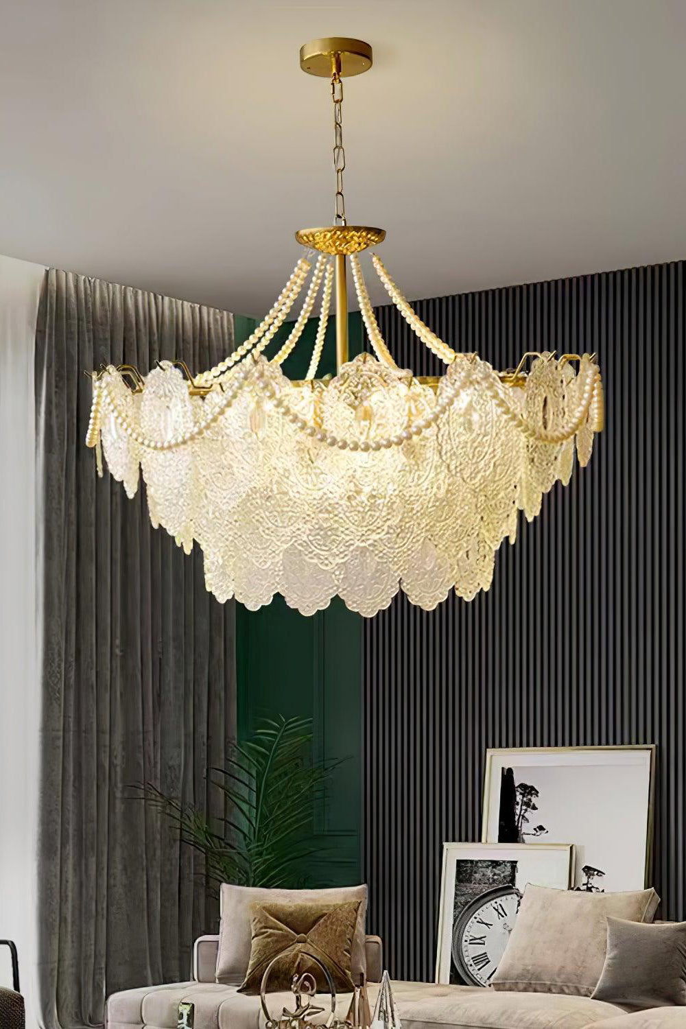 Embossed Pearls Glass Chandelier - morylighting