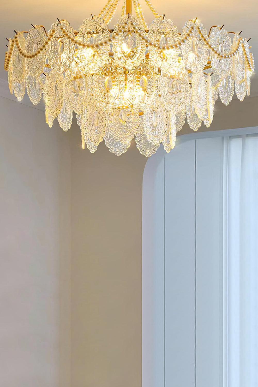 Embossed Pearls Glass Chandelier - morylighting