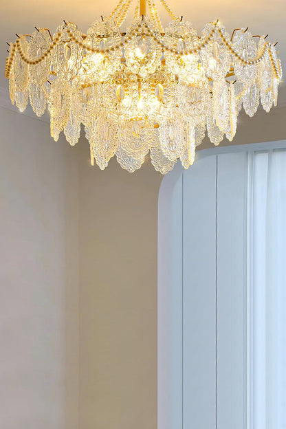 Embossed Pearls Glass Chandelier - morylighting