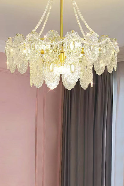 Embossed Pearls Glass Chandelier - morylighting