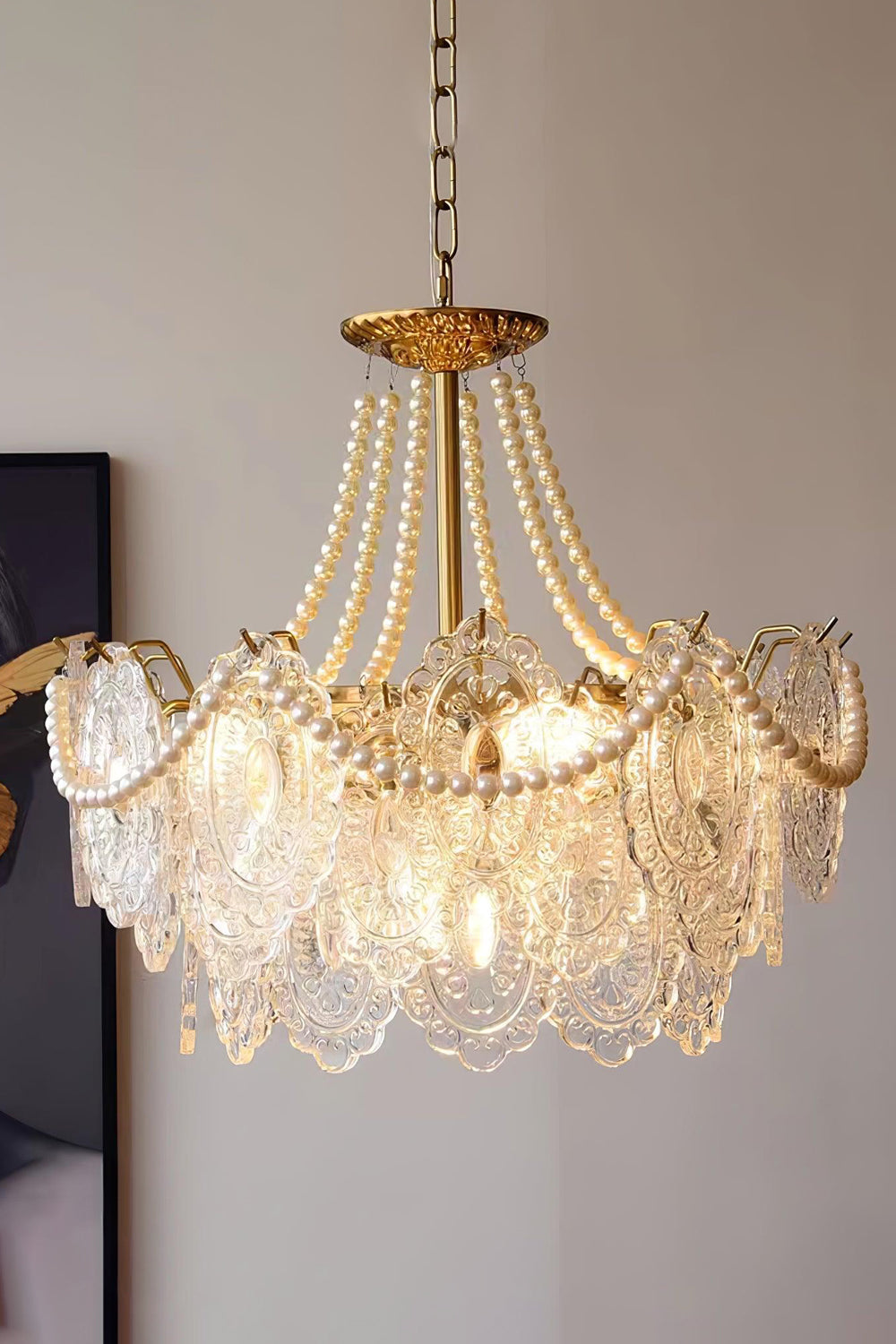 Embossed Pearls Glass Chandelier - morylighting