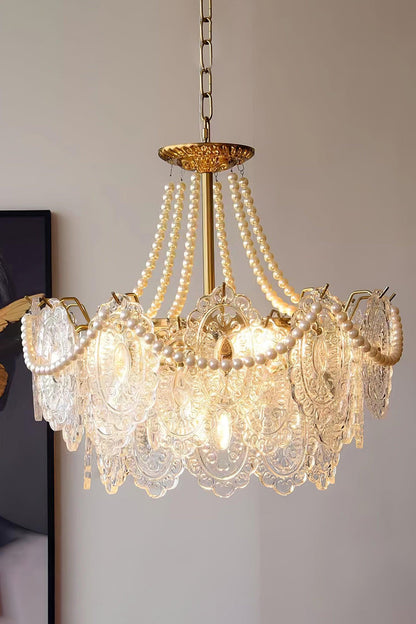 Embossed Pearls Glass Chandelier - morylighting