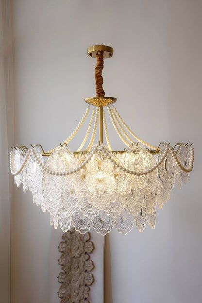 Embossed Pearls Glass Chandelier - morylighting
