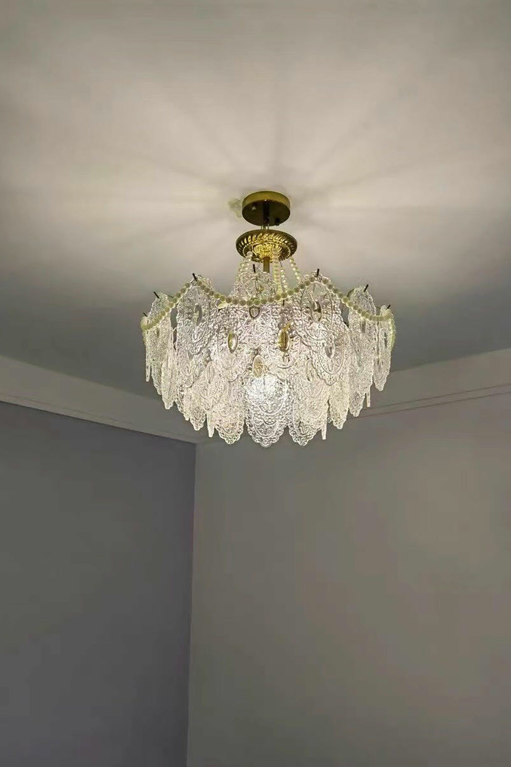 Embossed Pearls Glass Chandelier - morylighting