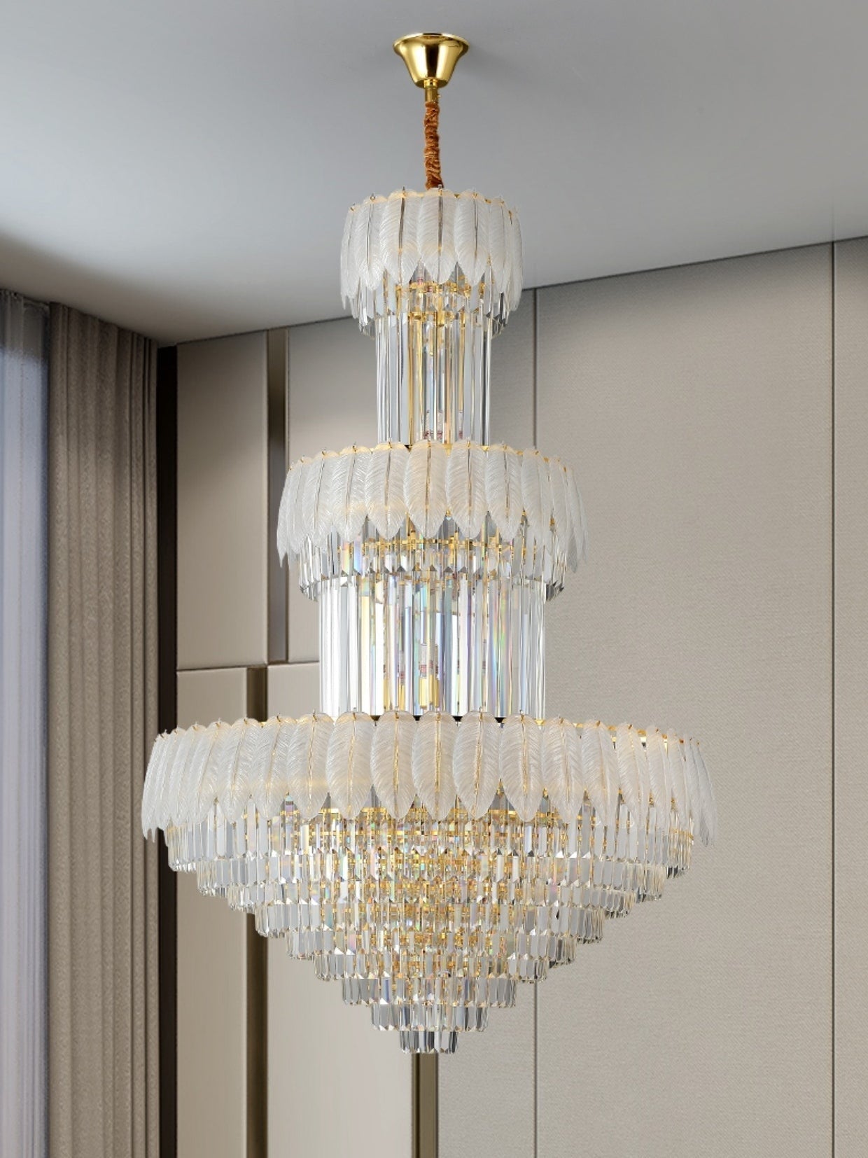 Morylighting Grand Plume Crystal Foyer Chandelier - Background Shot