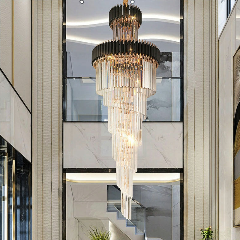 Morylighting Grand Spiral Crystal Foyer Chandelier - American ballroom or formal entertaining space