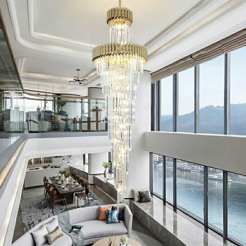 Morylighting Grand Spiral Crystal Foyer Chandelier - Background Shot