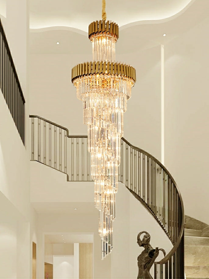 Morylighting Grand Spiral Crystal Foyer Chandelier - Background Shot
