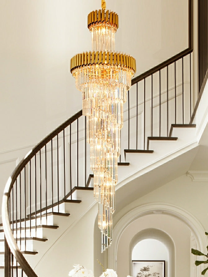 Morylighting Grand Spiral Crystal Foyer Chandelier - Background Shot