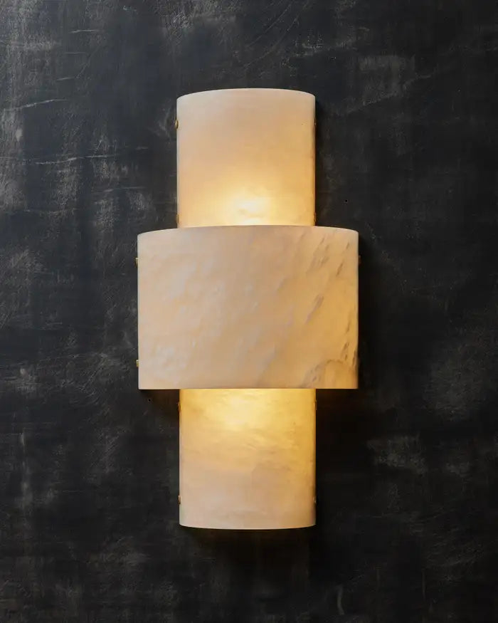 Half Cylinder Alabaster Wall Sconce