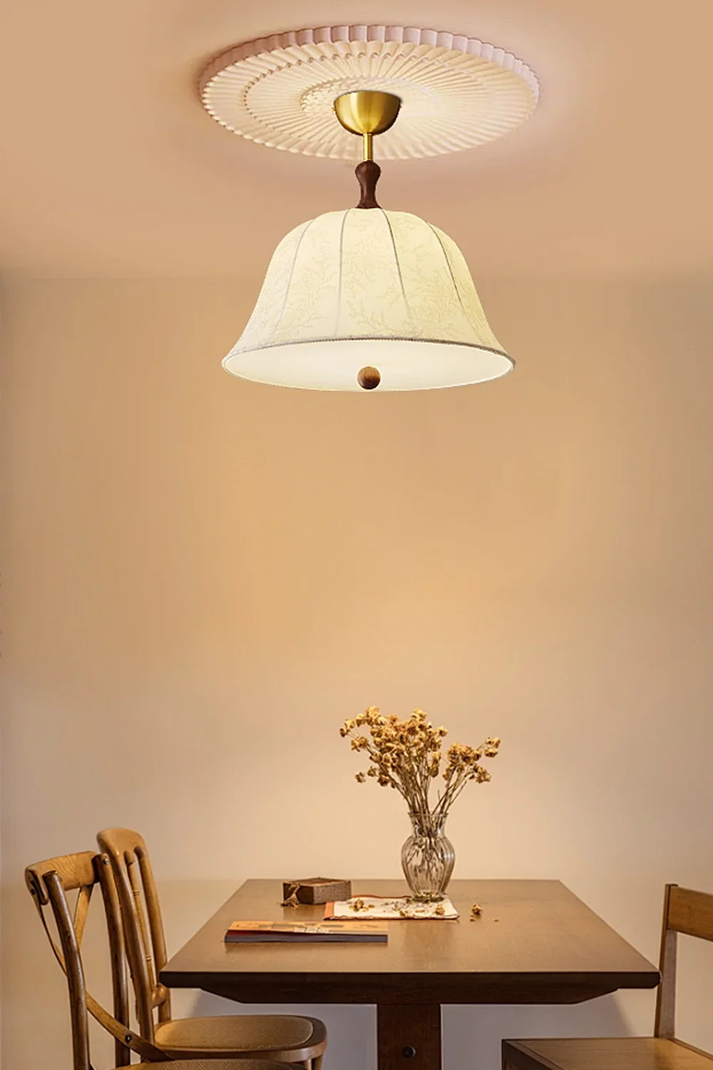 Fabric Brass Pendant Lamp - view 6 | morylighting