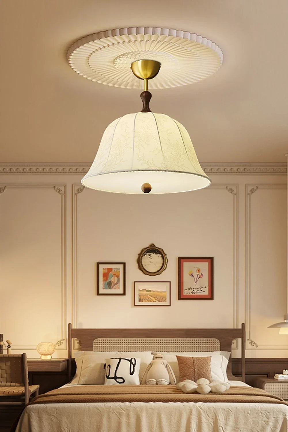 Fabric Brass Pendant Lamp - view 2 | morylighting