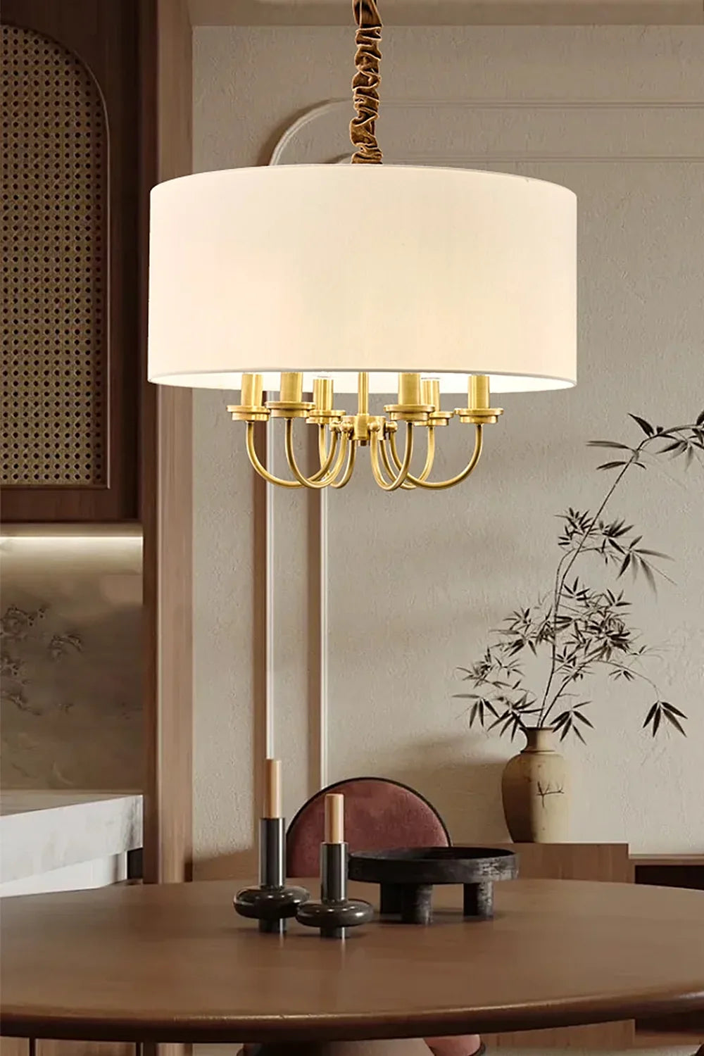 Fabric Cylindrical Pendant Lamp - view 5 | morylighting