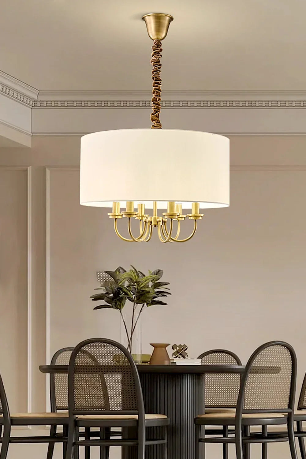 Fabric Cylindrical Pendant Lamp - view 2 | morylighting